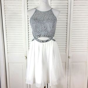 Speechless junior 13 lace bejeweled cutout prom dress